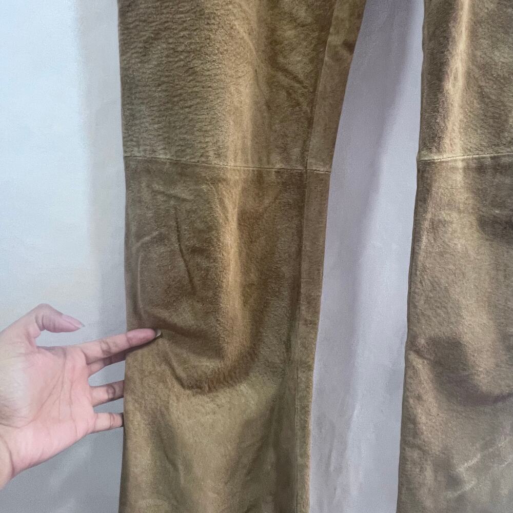 Vintage Jou Jou Tan Suede Leather Mid Rise Pants Women's Size 7/8 Western Boho - Picture 5 of 9